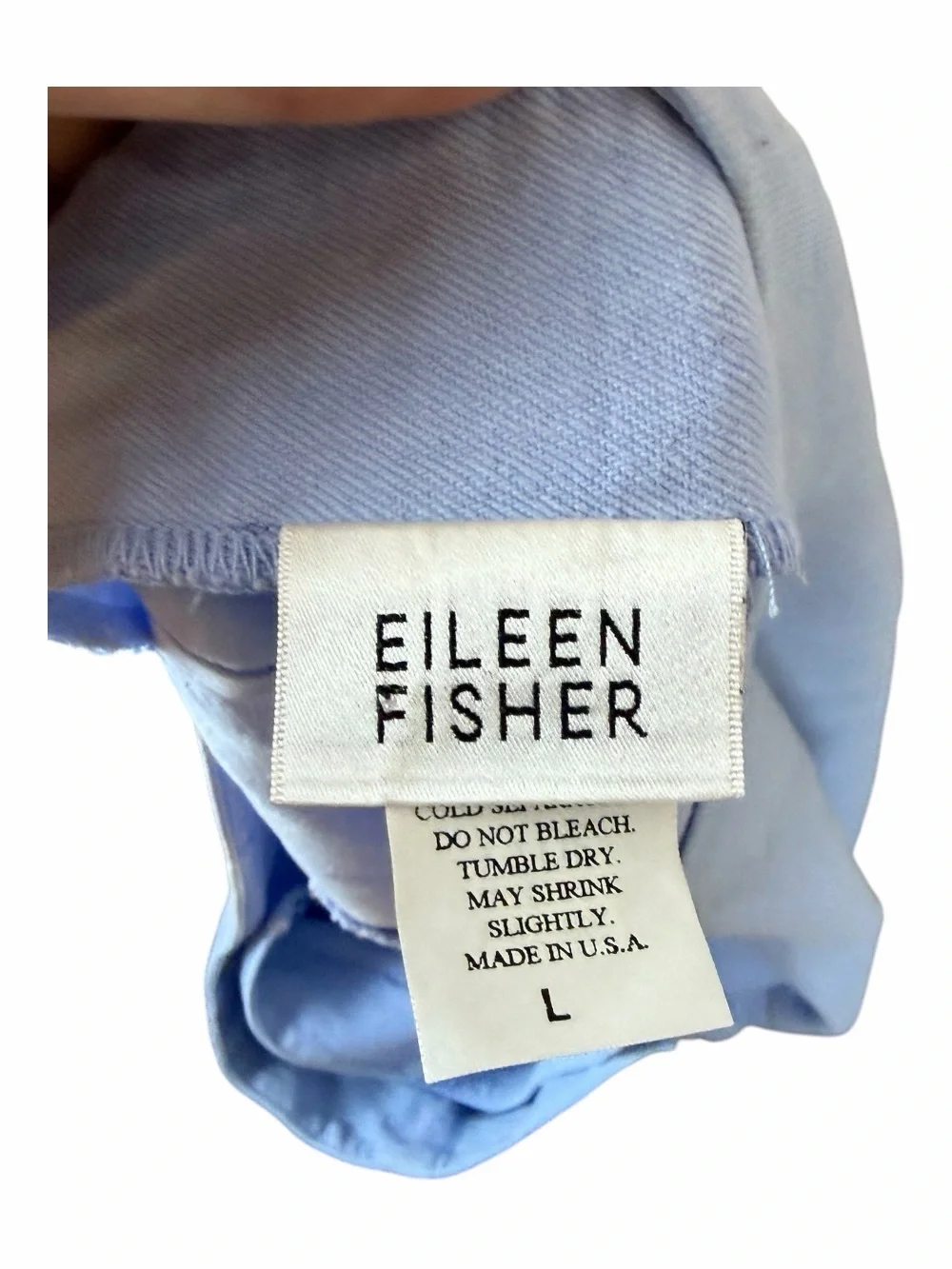 Eileen Fisher Pastel Blue Skirt Size Large Tencel Cotton Blend Wrap Front A-Line